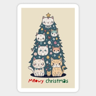 Meowy Christmas Tree sweater Magnet